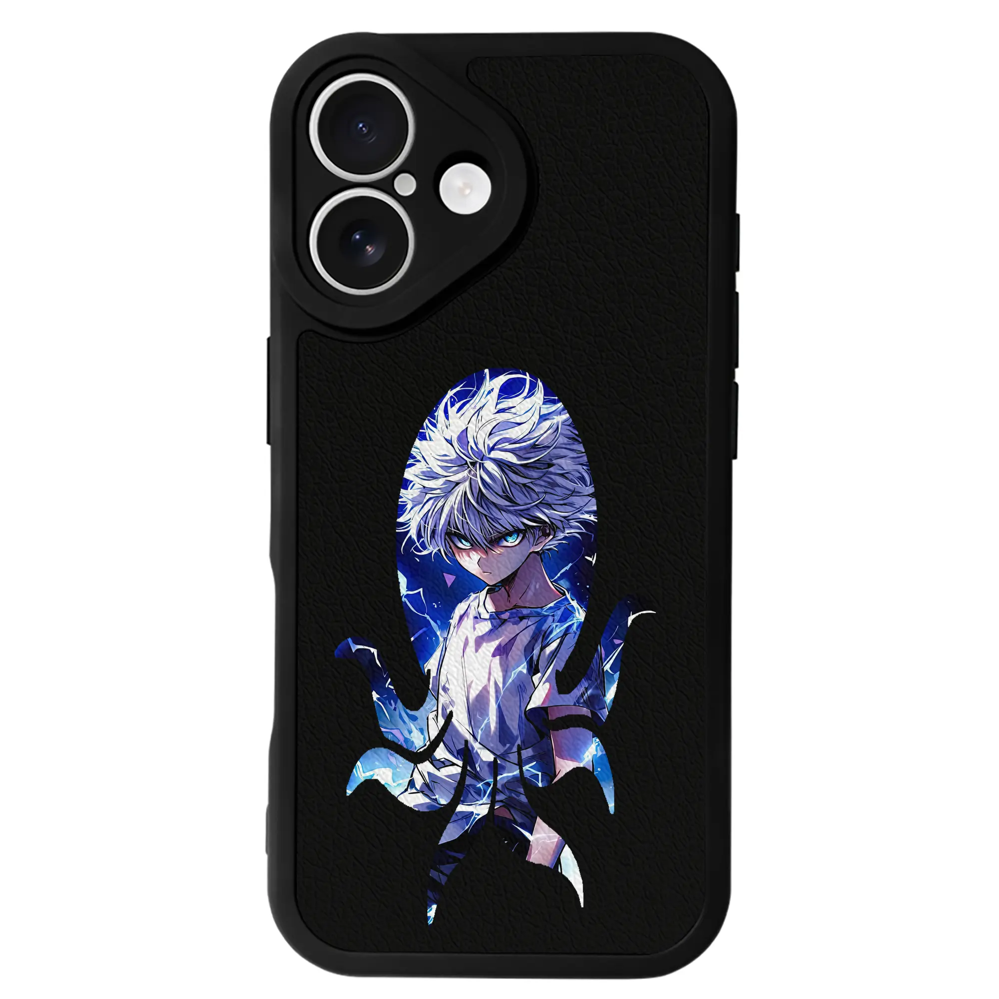 ハンター×ハンター グッズ キルア＝ゾルディック - IPhone 16シリーズ対応 ・ シリコンスマホケース ・ レザー調 ・ 高精度フィット ・ 耐衝撃 ・ ワイヤレス充電対応 ・ 精密カット